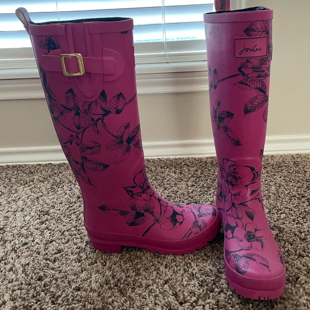 Joules Floral Print Tall Rain Boots